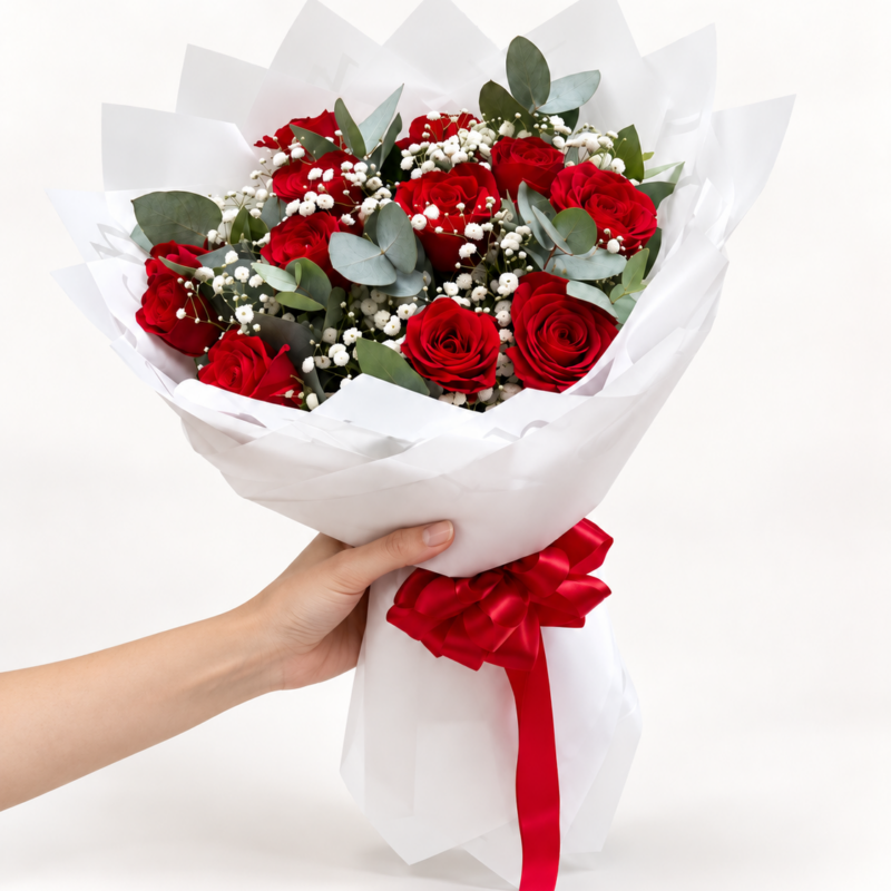 Ramo 12 rosas premium