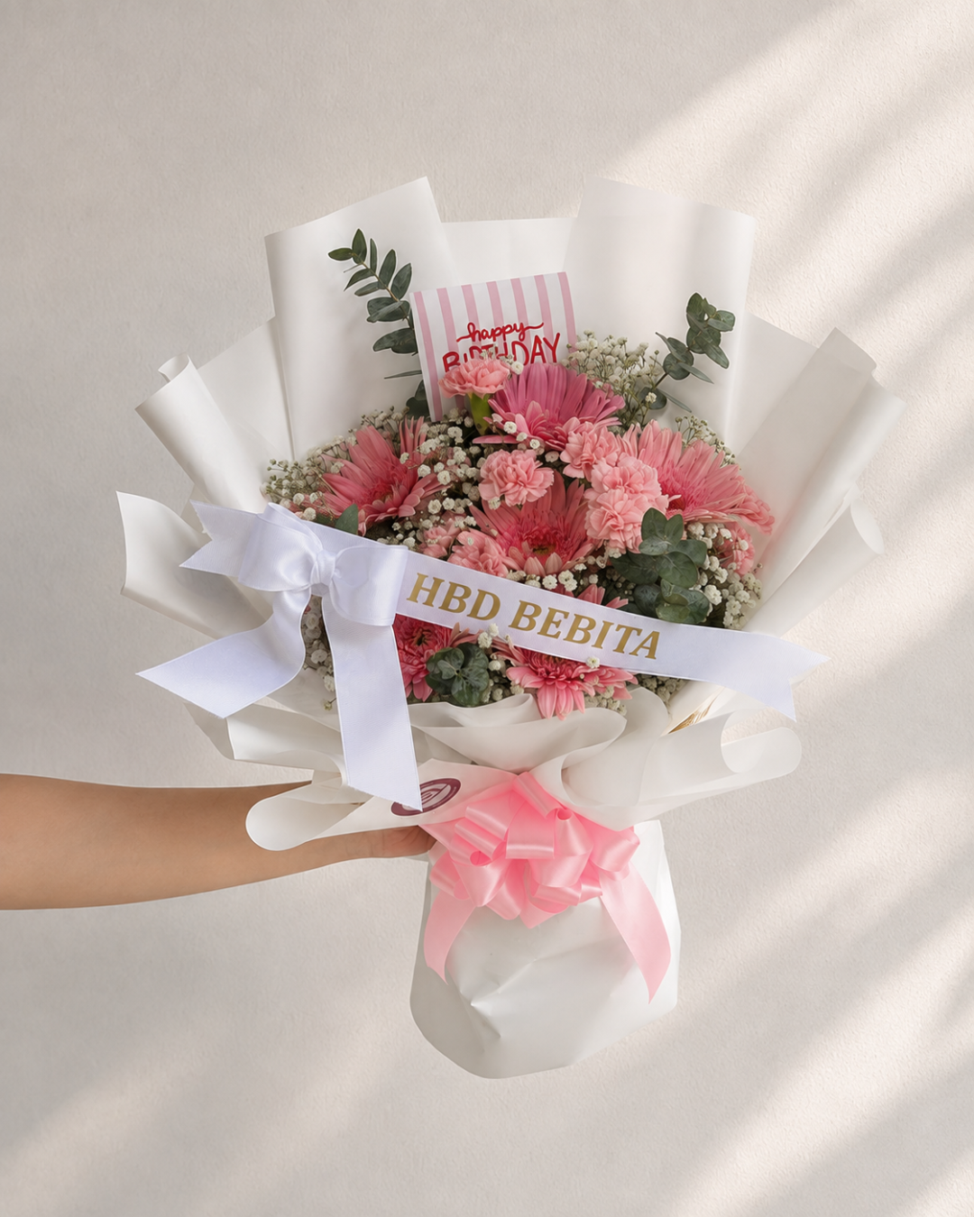 Ramo de gerberas con liston personalizado